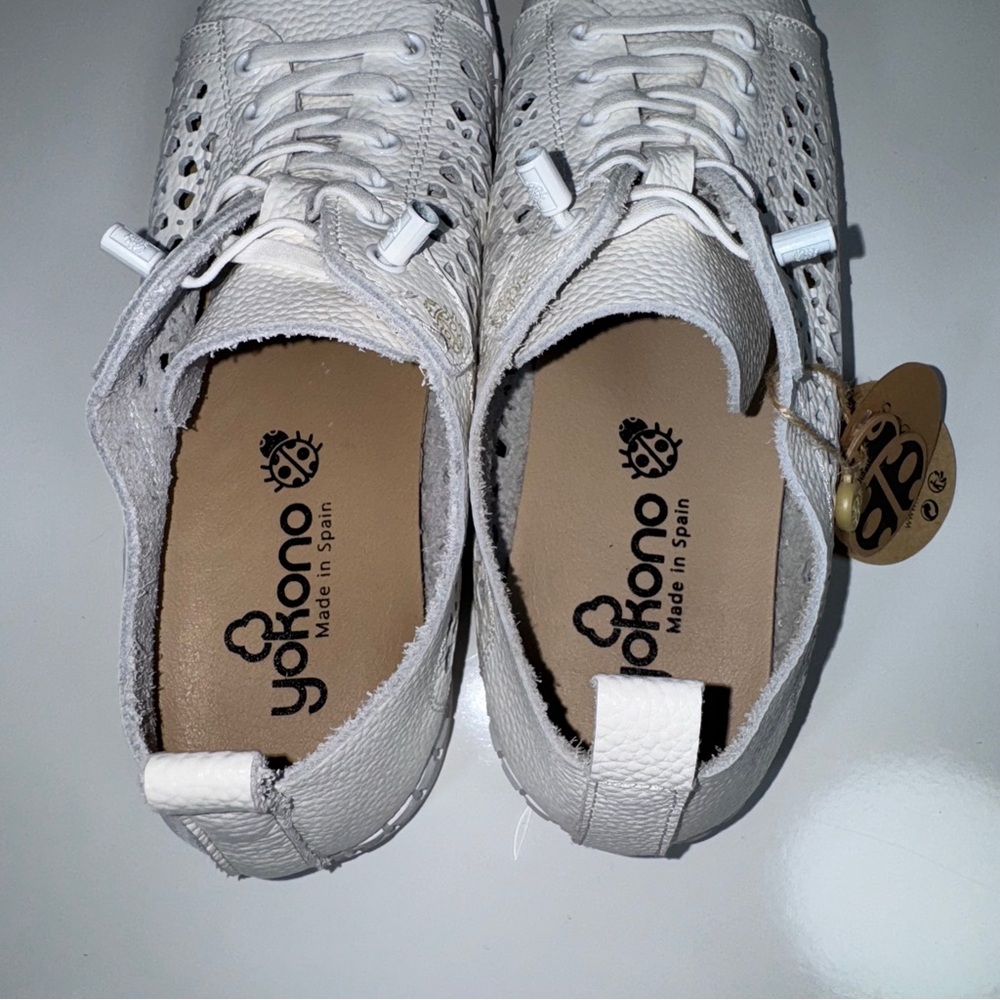 Yokono‎ Leather Laser Cut Sneakers White Women’s Size 41 - Picture 9 of 16